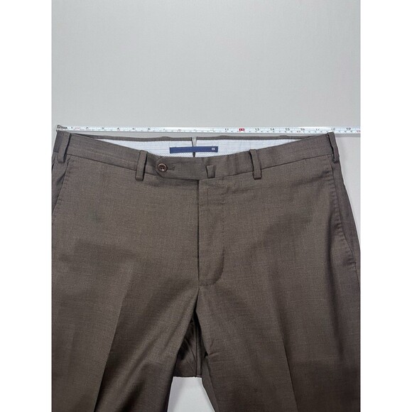 Men's Incotex Super 100's Wool Flat Front Dress Pants 36x31 Brown High Comfort - Picture 12 of 13